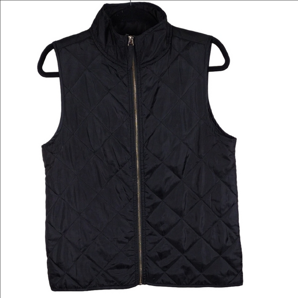 Mud Pie Anthropology Black Funnel Neck Sleeveless Zip Up Light Quilted Vest - Picture 1 of 15